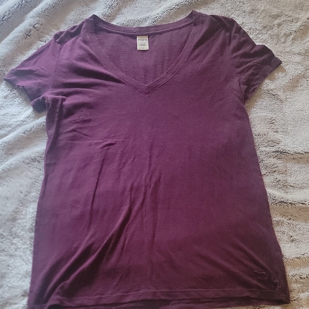 PINK Victoria's Secret Plum V-Neck Tee